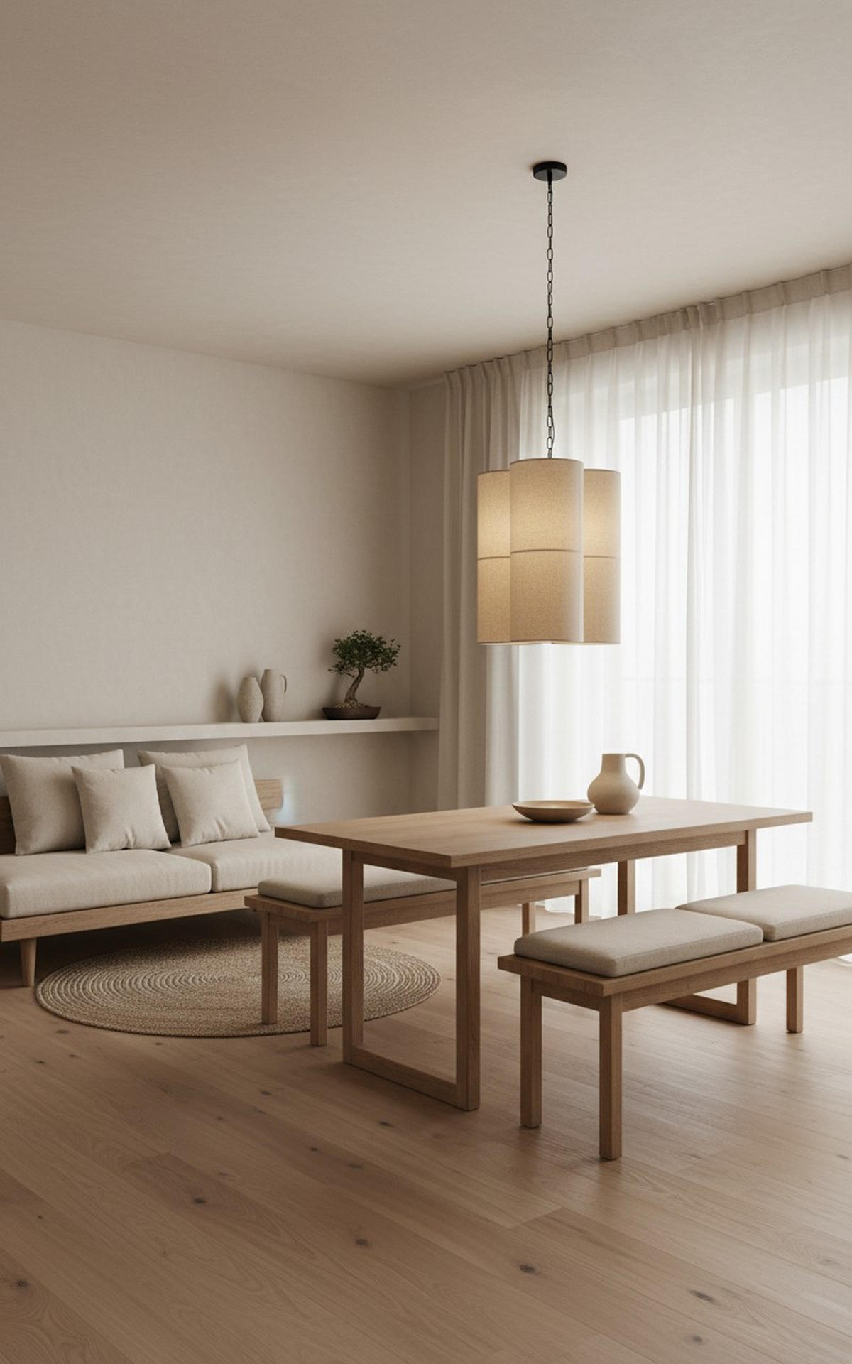 HÄNGELEUCHTE 61/120 cm    - Beige, Design, Kunststoff/Textil (61/120cm) - Collet's Monde