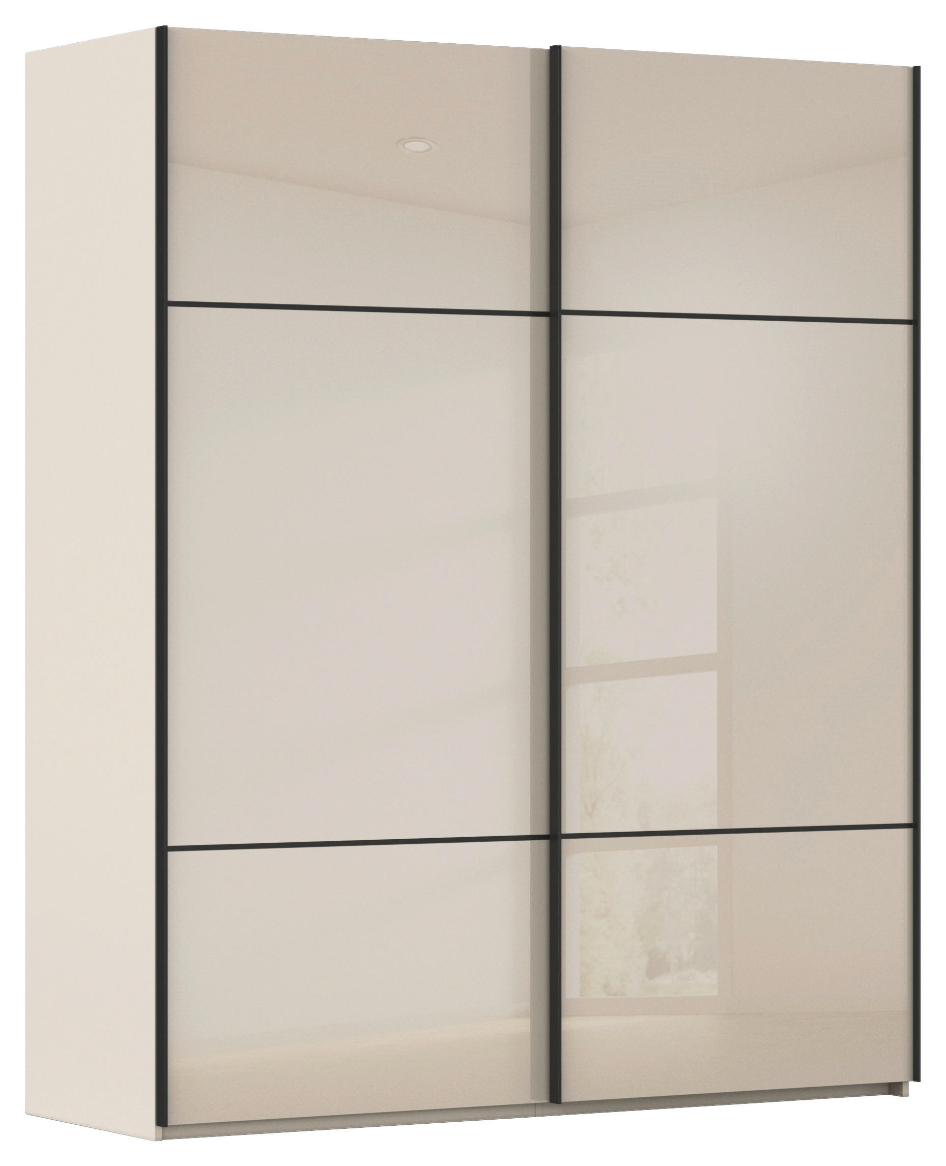 SCHWEBETÜRENSCHRANK Champagner  - Champagner/Schwarz, Konventionell, Glas/Holzwerkstoff (162/223/68cm) - Novel