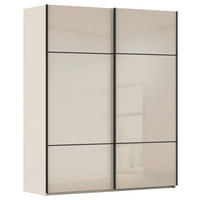 SCHWEBETÜRENSCHRANK  in Champagner  - Champagner/Schwarz, KONVENTIONELL, Glas/Holzwerkstoff (162/223/68cm) - Novel