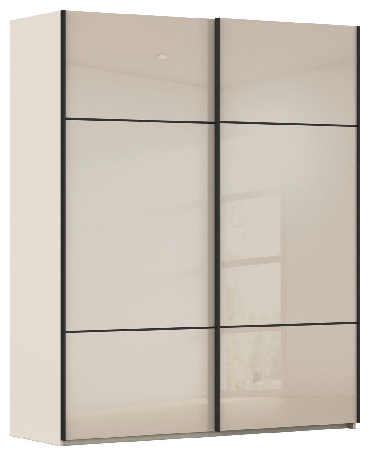 SCHWEBETÜRENSCHRANK  in Champagner  - Champagner/Schwarz, KONVENTIONELL, Glas/Holzwerkstoff (162/223/68cm) - Novel