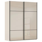 SCHWEBETÜRENSCHRANK  in Champagner  - Champagner/Schwarz, KONVENTIONELL, Glas/Holzwerkstoff (162/223/68cm) - Novel