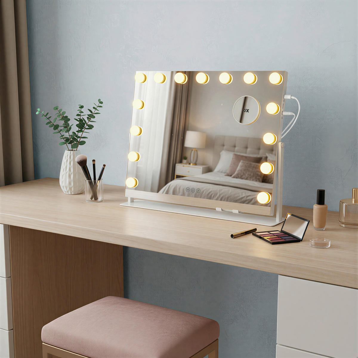 SCHMINKSPIEGEL Weiß  - Weiß, Trend, Glas/Holzwerkstoff (62,5/45,8/10cm) - Boxxx