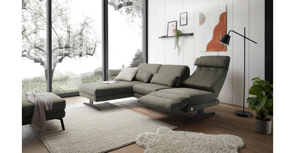 ECKSOFA in Flachgewebe Grün  176-217/259-307 cm  - Schwarz/Grün, Design, Textil/Metall (176-217/259-307cm) - Dieter Knoll