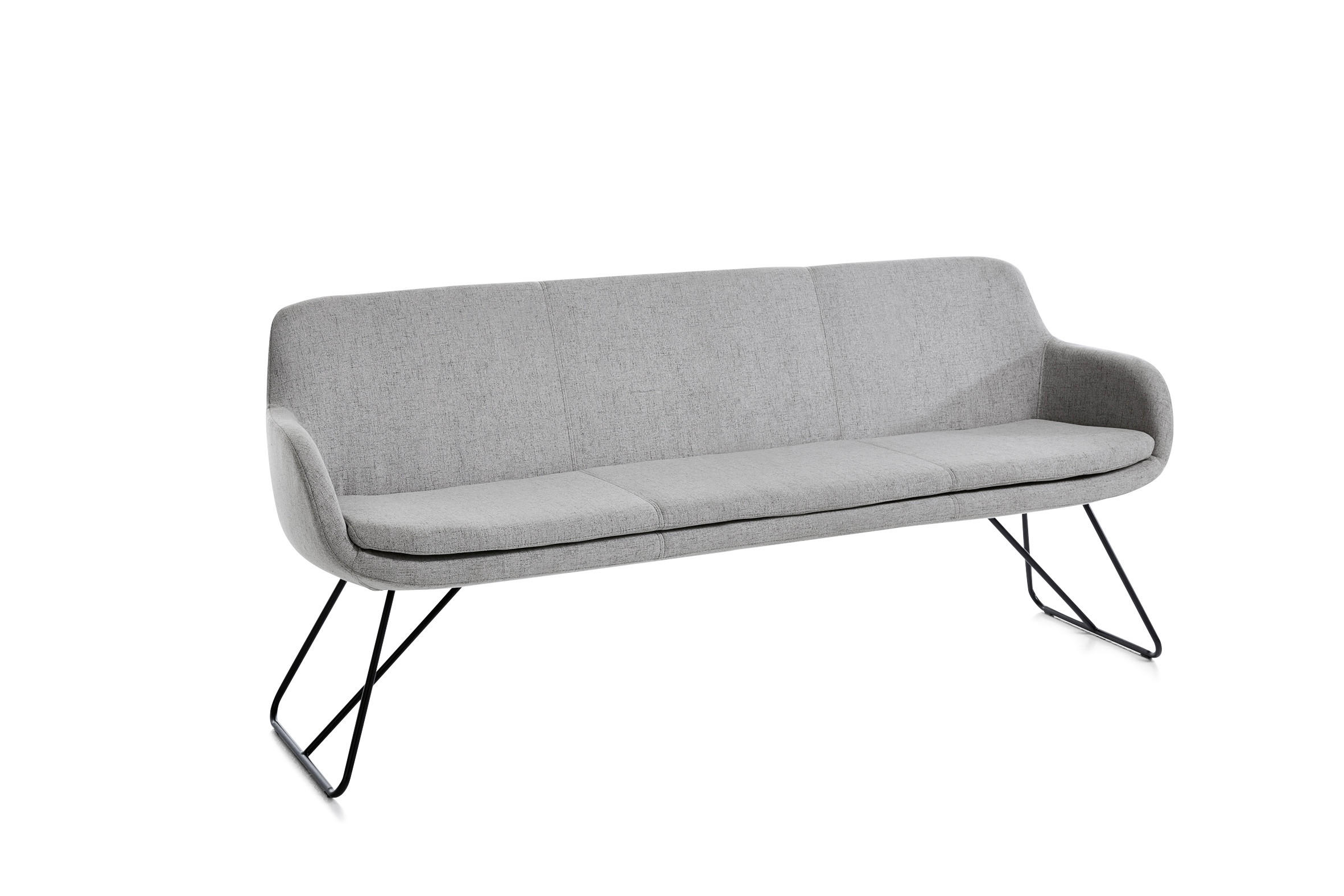 SITZBANK 180/87/65 cm Webstoff Hellgrau Metall - Hellgrau/Schwarz, Design, Textil/Metall (180/87/65cm) - Musterring