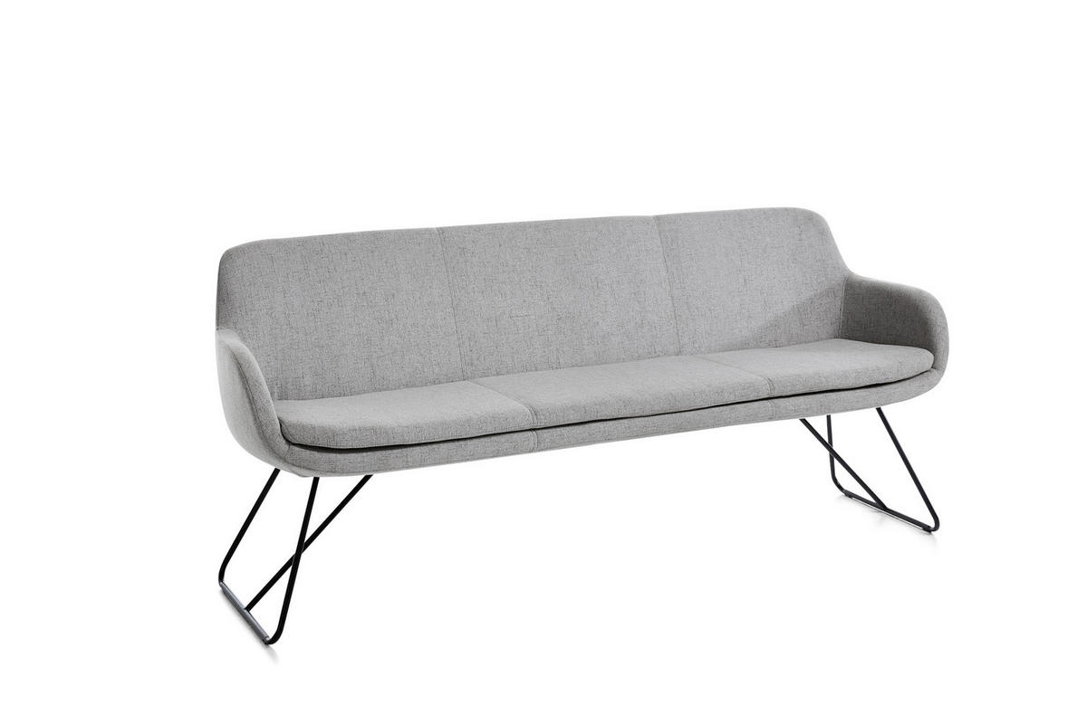 SITZBANK 180/87/65 cm Webstoff Hellgrau Metall  - Hellgrau/Schwarz, Design, Textil/Metall (180/87/65cm) - Musterring