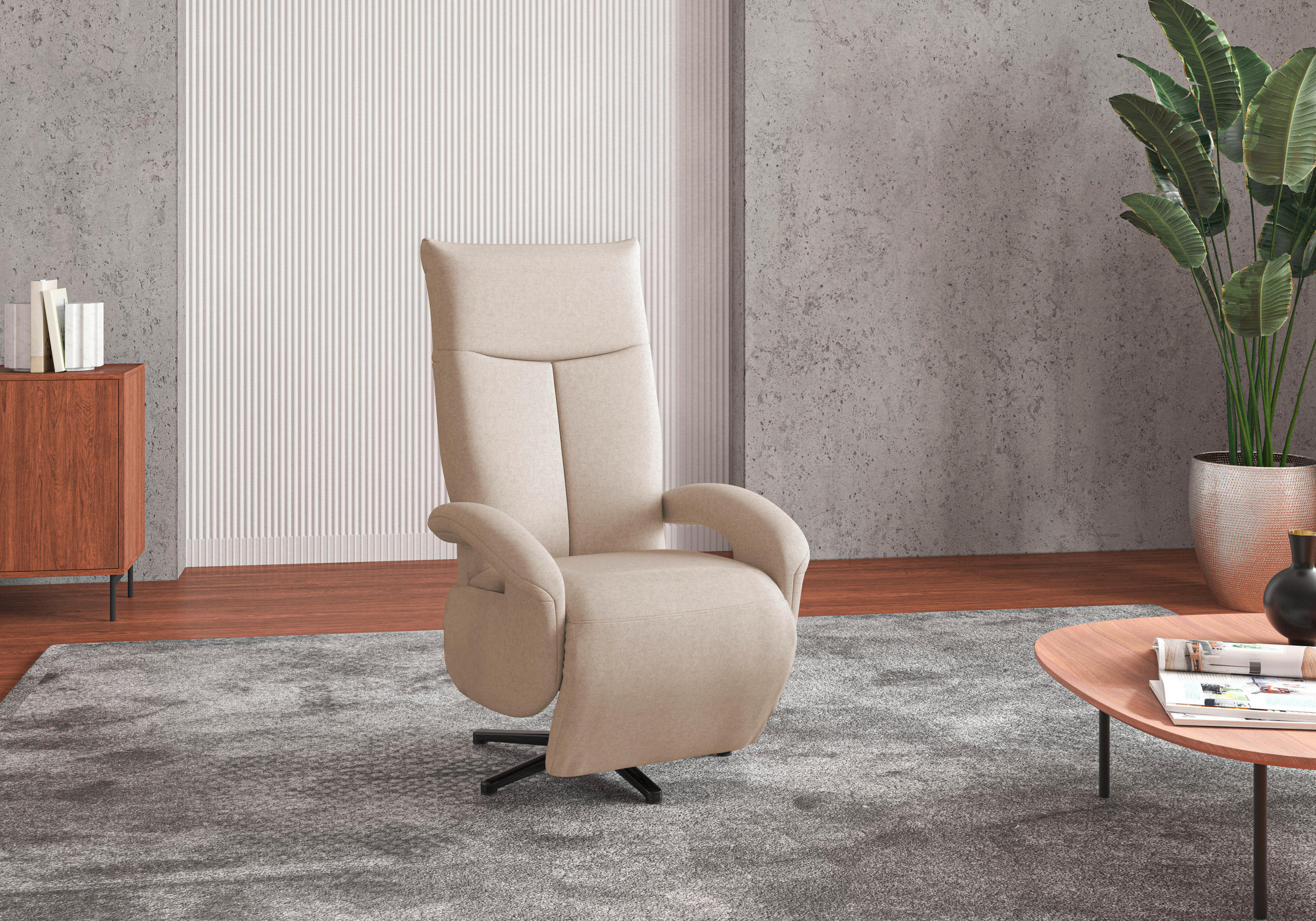 SESSEL in Flachgewebe Creme - Creme/Schwarz, Konventionell, Textil/Metall (74/112/82cm) - Sit & More