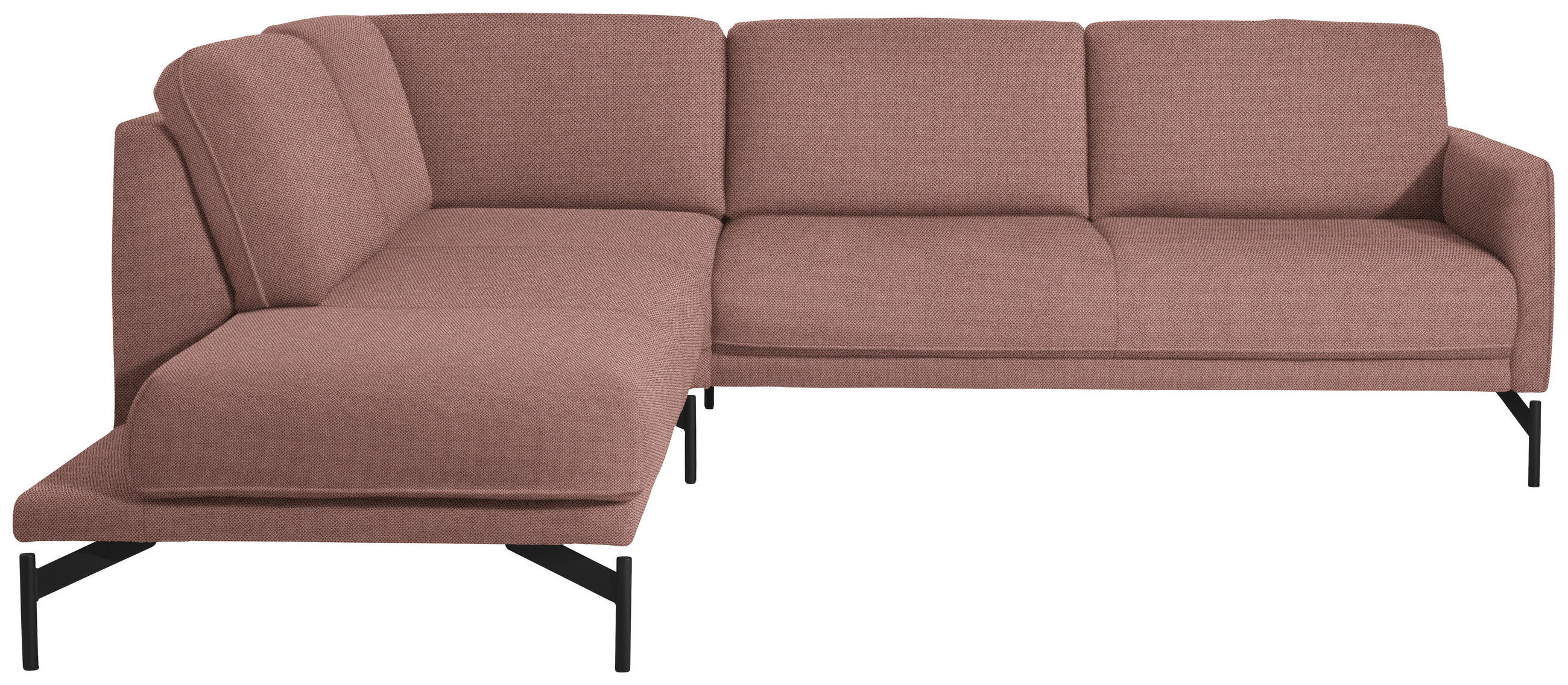 ECKSOFA in Flachgewebe Hellrot  - Hellrot/Anthrazit, Design, Textil/Metall (230/254cm) - Johann Jakob