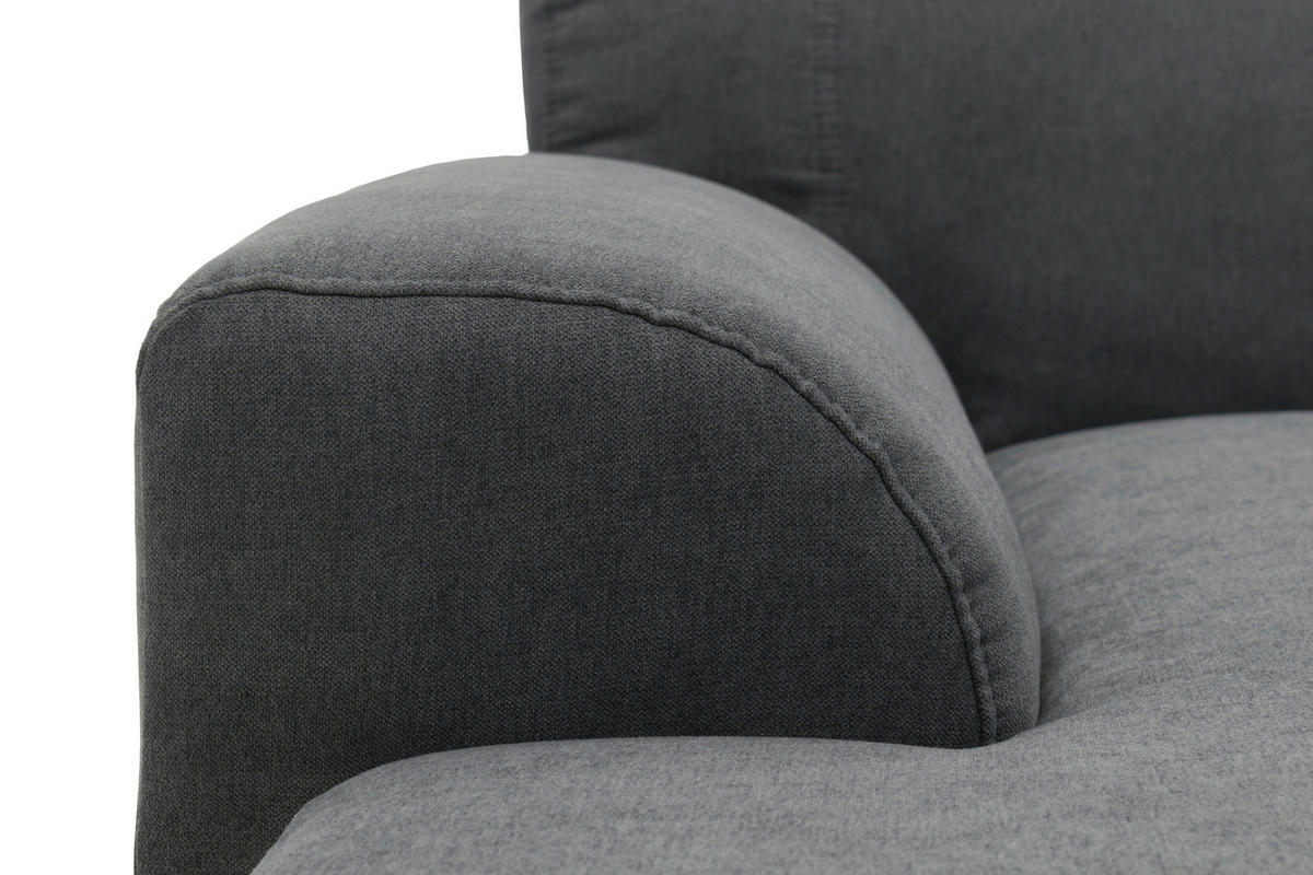 ECKSOFA NIKA Dunkelgrau Webstoff  - Dunkelgrau/Silberfarben, Basics, Holz/Textil (277/156cm) - MID.YOU
