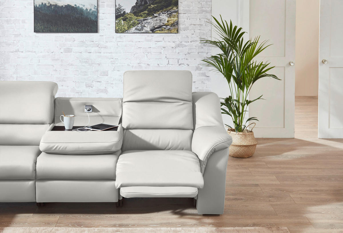 ECKSOFA  in Echtleder Weiß  260/324 cm  - Schwarz/Weiß, KONVENTIONELL, Leder/Kunststoff (260/324cm) - Cantus