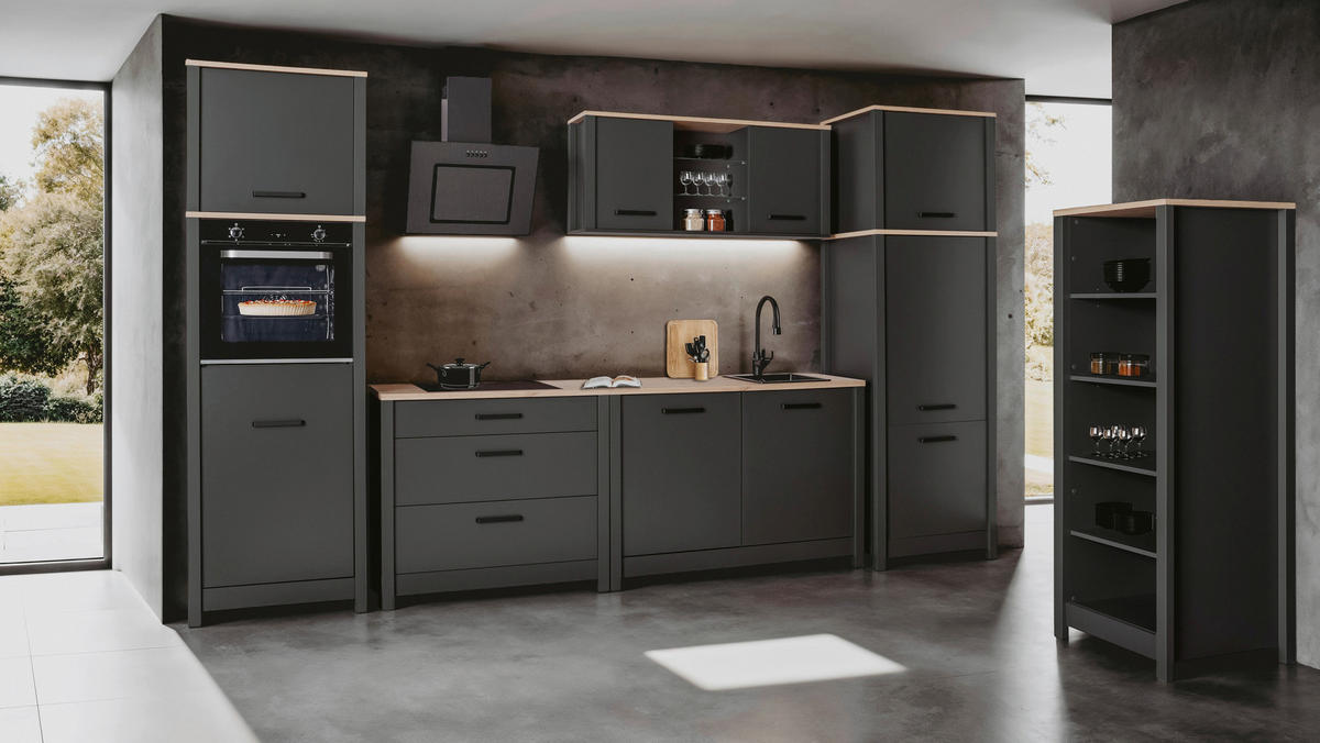 HÄNGESCHRANK 130,3/57,5/33 cm  - Anthrazit/Schwarz, MODERN, Glas/Holzwerkstoff (130,3/57,5/33cm) - home24