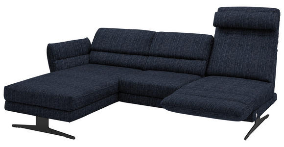 ECKSOFA Dunkelblau Flachgewebe  - Schwarz/Dunkelblau, Design, Textil/Metall (176-217/279-327cm) - Dieter Knoll