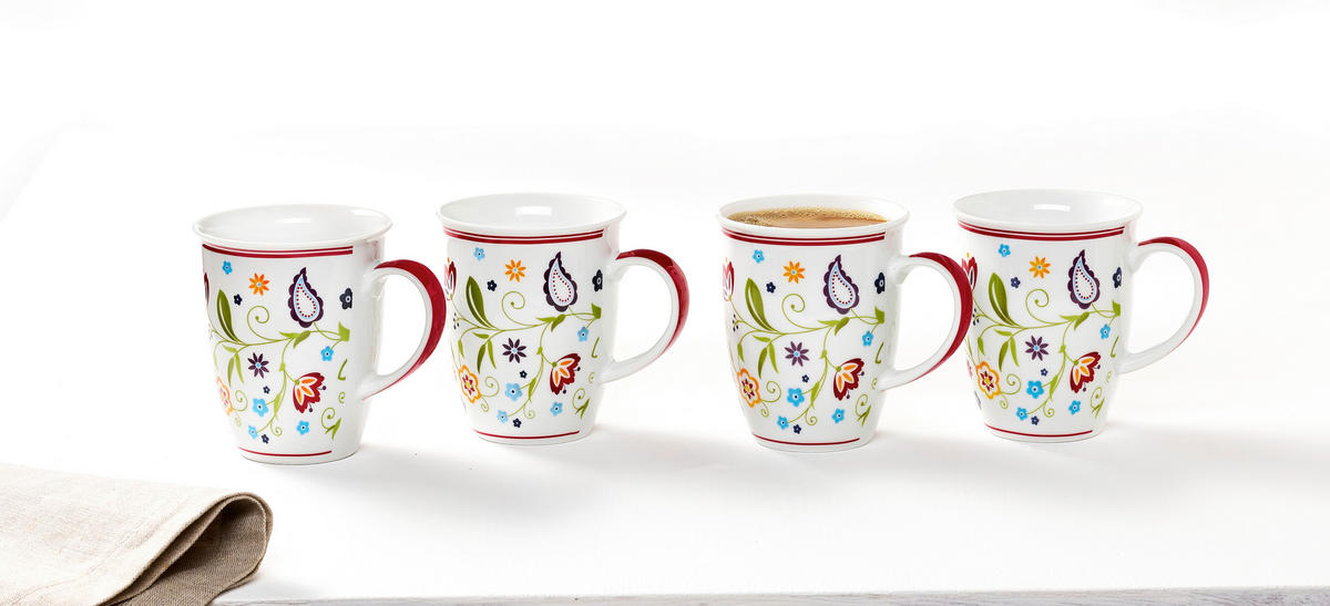 KAFFEEBECHERSET Shanti 4-teilig  - Multicolor/Weiß, KONVENTIONELL, Keramik (0,32l) - Ritzenhoff Breker