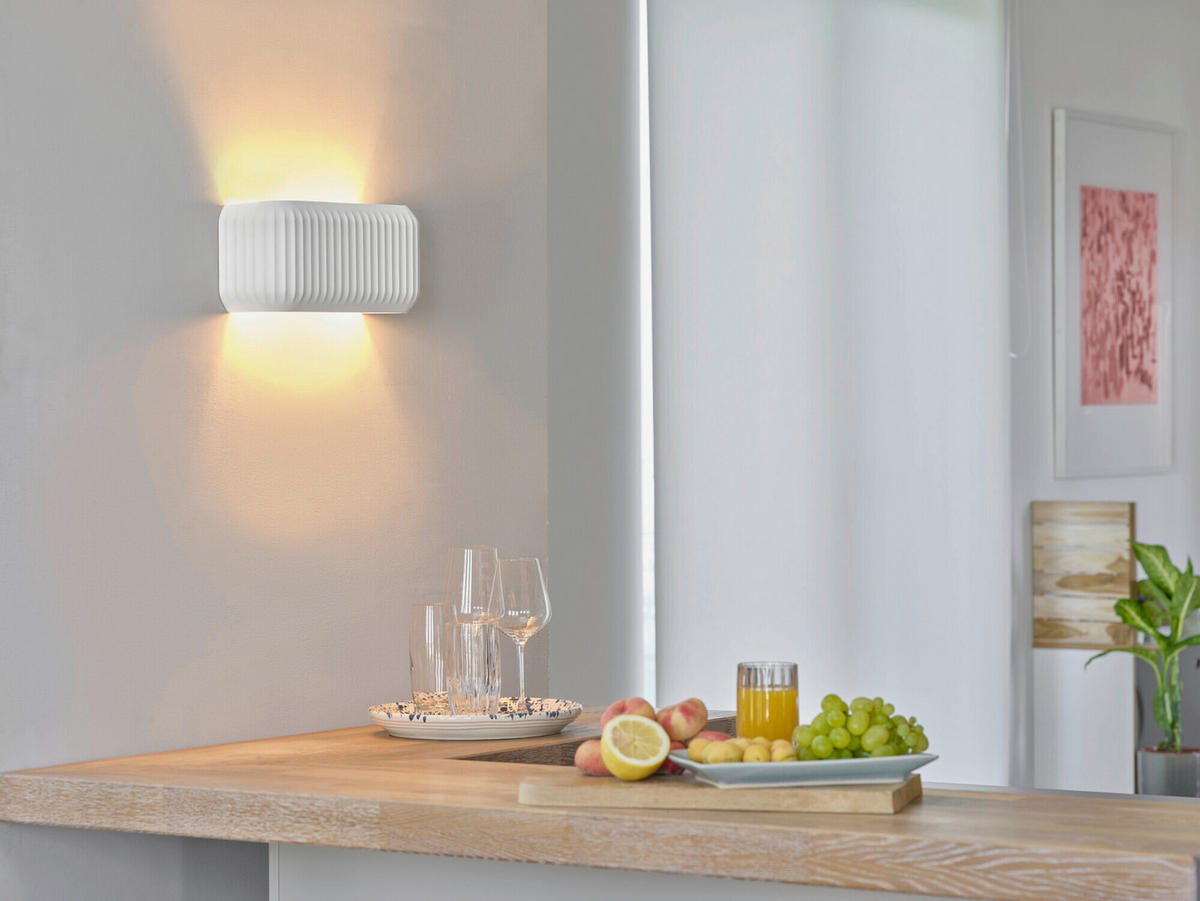 WANDLEUCHTE 33/11/15 cm   - Weiß, Basics, Stein (33/11/15cm) - Osram