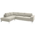 ECKSOFA  in Velours Creme  200/281 cm  - Chromfarben/Creme, Design, Textil/Metall (200/281cm) - Hom`in
