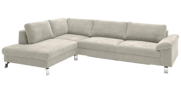 ECKSOFA  in Velours Creme  200/281 cm  - Chromfarben/Creme, Design, Textil/Metall (200/281cm) - Hom`in