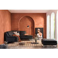 ECKSOFA Schwarz Echtleder  - Chromfarben/Schwarz, Design, Leder/Metall (252/224cm) - Novel