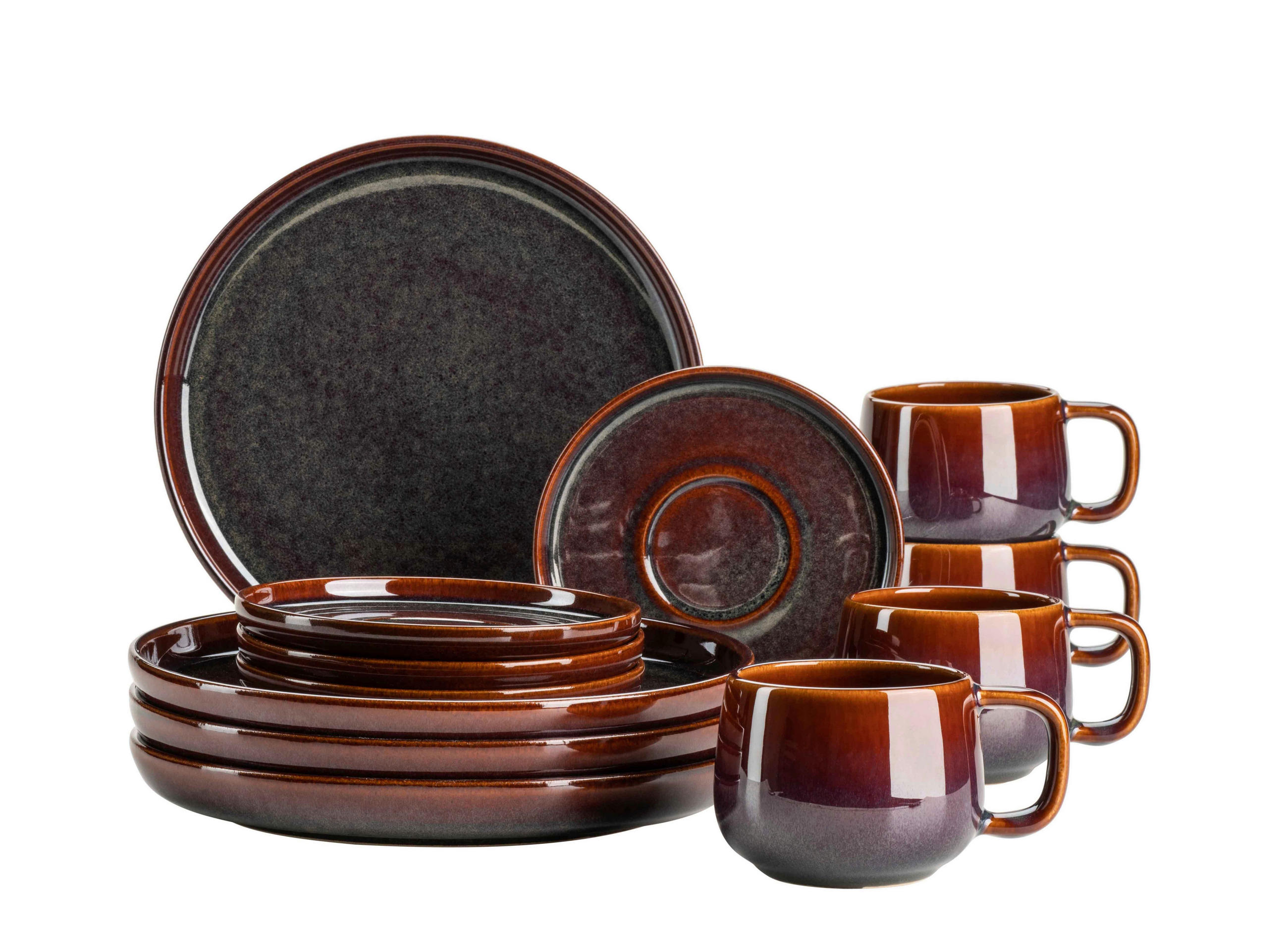 KAFFEESERVICE 12-teilig  - Rotbraun, Basics, Keramik - Mäser