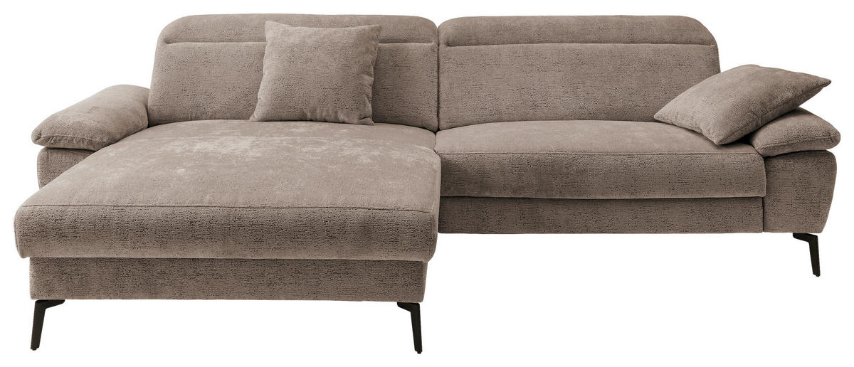 ECKSOFA CANCELLI in Chenille Braun  178/300 cm  - Schwarz/Braun, KONVENTIONELL, Textil/Metall (178/300cm) - Livetastic