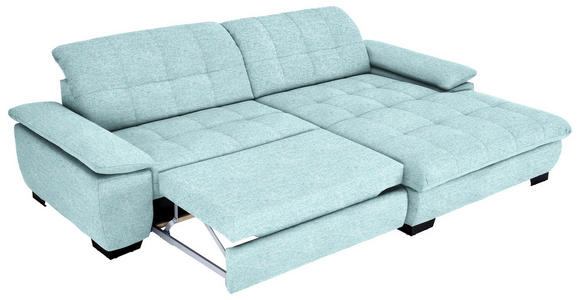 ECKSOFA in Webstoff Türkis  - Türkis/Schwarz, Design, Textil/Metall (265/180cm) - Carryhome