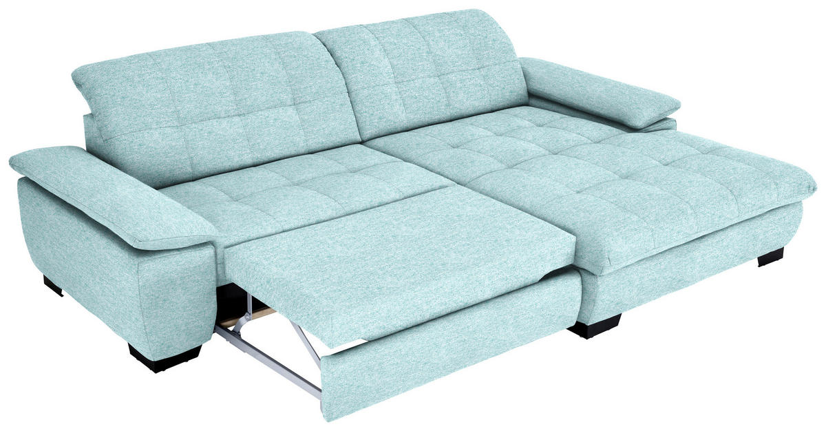ECKSOFA in Webstoff Türkis  - Türkis/Schwarz, Design, Textil/Metall (265/180cm) - Carryhome