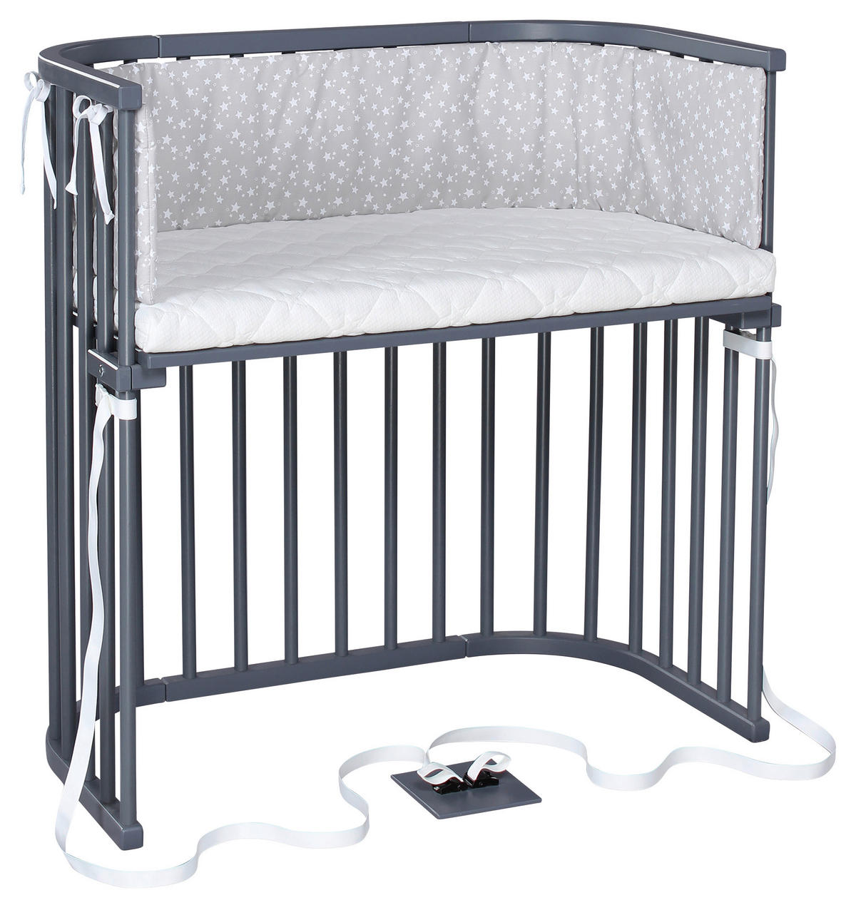 BEISTELLBETT Babybay Boxspring 96,5/54/96 cm  - Schieferfarben/Grau, Basics, Holz (96,5/54/96cm) - Babybay
