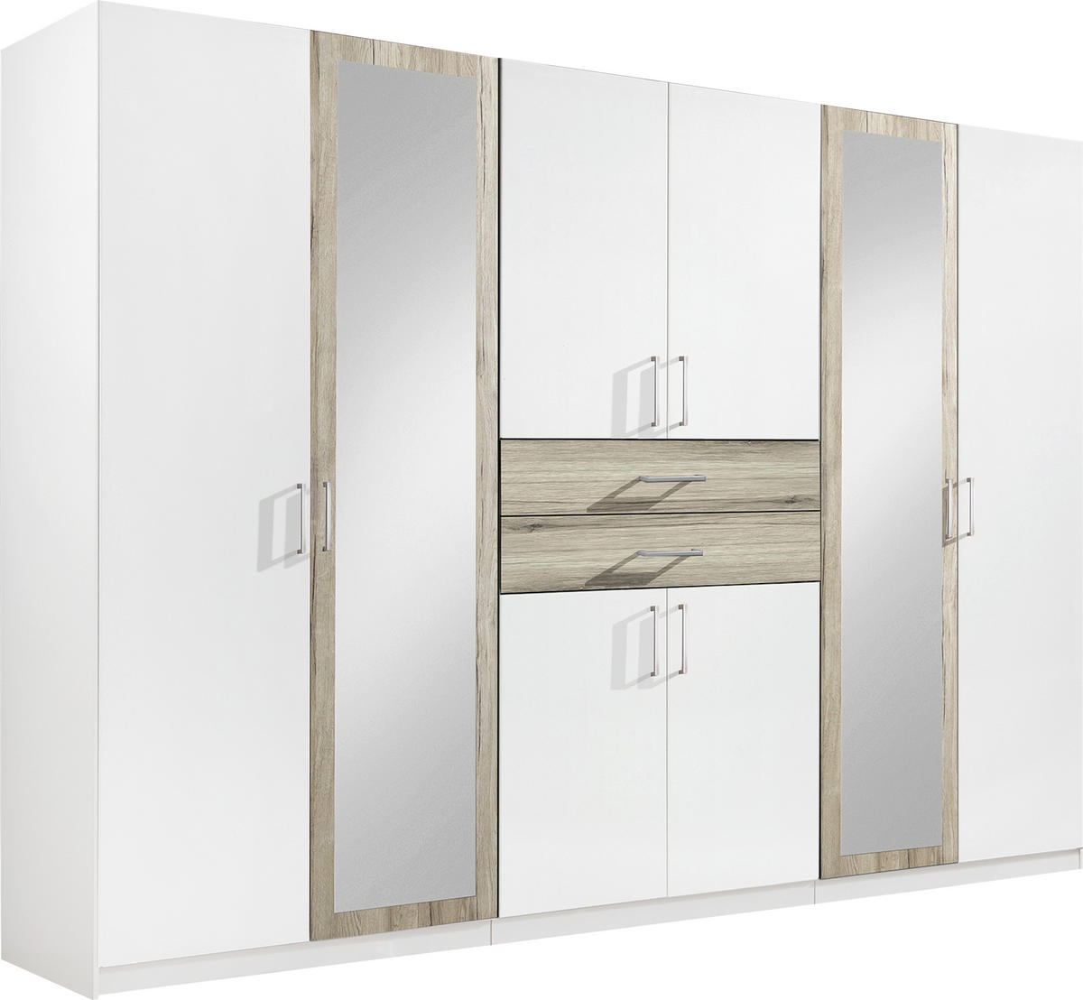ORMAR ZA ODJEĆU bijela, boje hrasta   - bijela/boje hrasta, Design, staklo/drvni materijal (270/208/58cm) - Hom`in