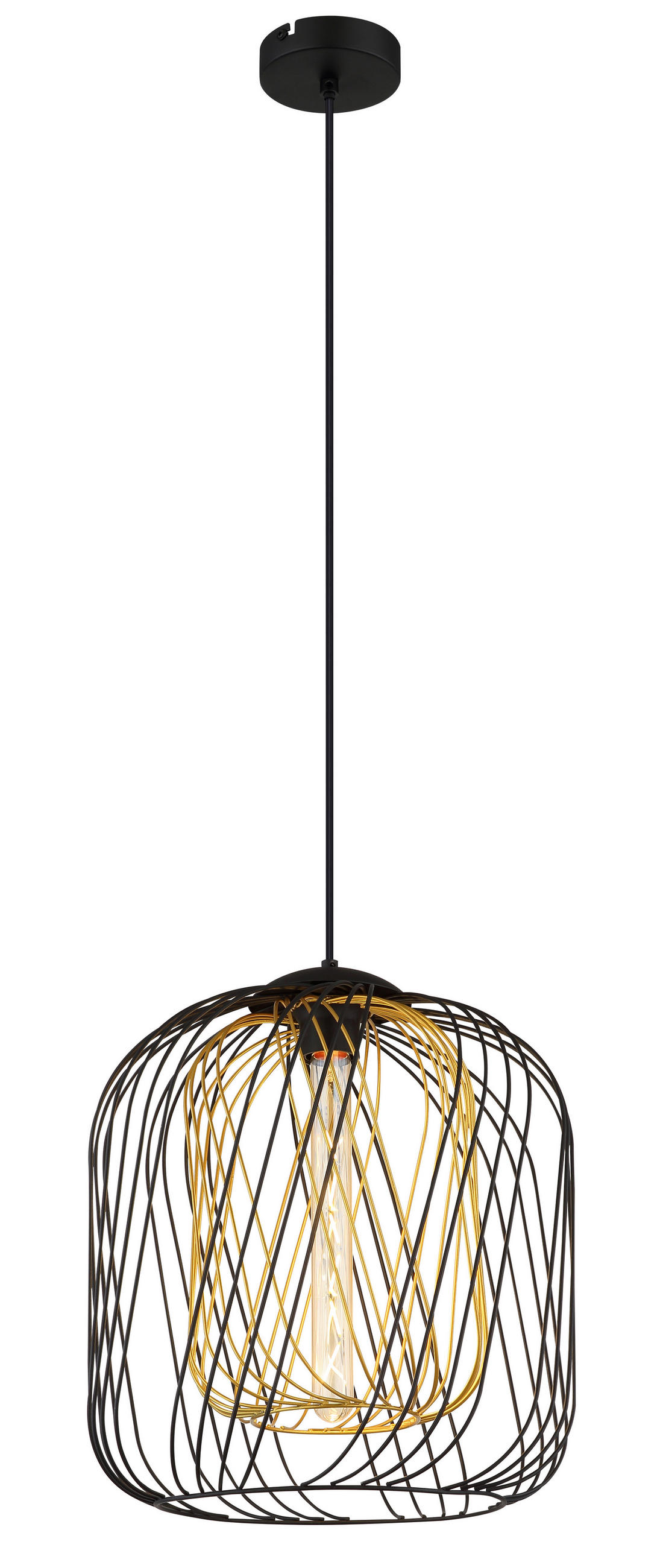 HÄNGLAMPA DICHTI 35/150 cm  - svart/guldfärgad, Basics, metall/plast (35/150cm) - Globo