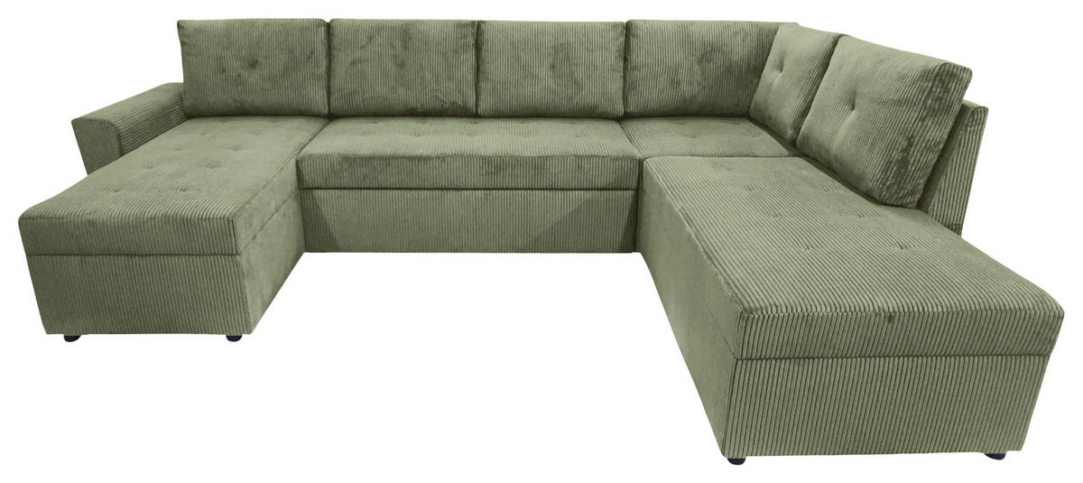 WOHNLANDSCHAFT TERMOLI Mintgrün Cord  - Schwarz/Mintgrün, Design, Kunststoff/Textil (155/297/212cm) - MID.YOU