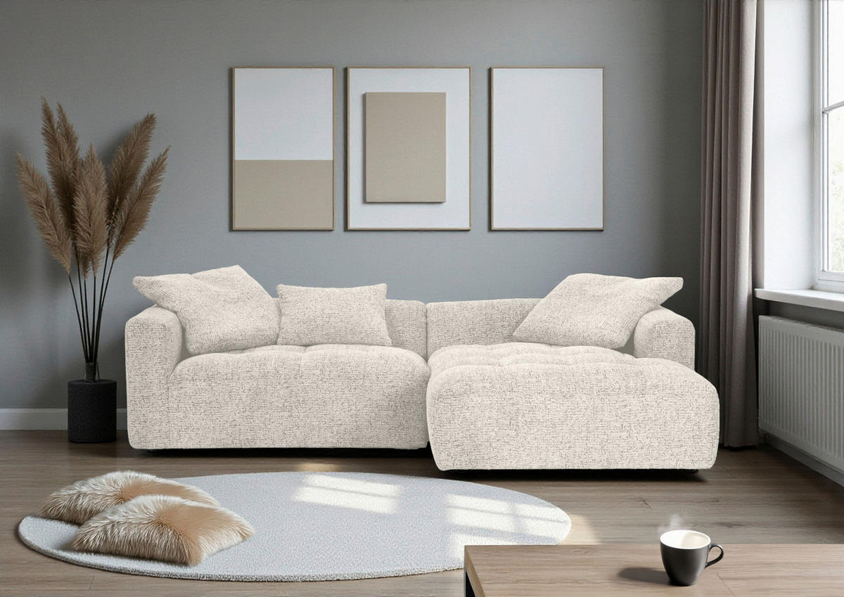 ECKSOFA Creme, Beige Chenille  - Beige/Creme, KONVENTIONELL, Kunststoff/Textil (276/170cm) - Carryhome