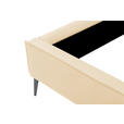 POLSTERBETT 140/200 cm,  in Beige, gepolstertes Kopfteil,  - Beige/Schwarzchrom, KONVENTIONELL, Leder/Metall (140/200cm) - Esposa