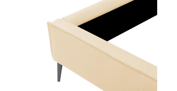 POLSTERBETT 140/200 cm,  in Beige, gepolstertes Kopfteil,  - Beige/Schwarzchrom, KONVENTIONELL, Leder/Metall (140/200cm) - Esposa
