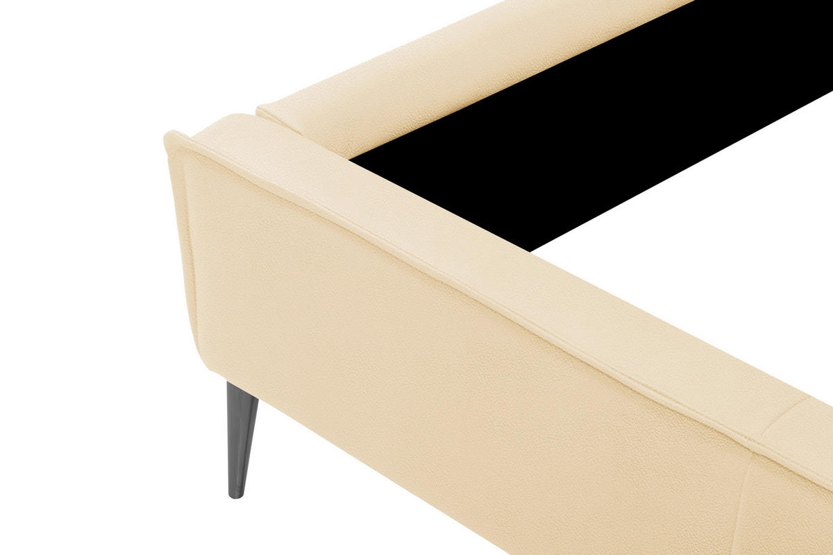 POLSTERBETT 140/200 cm,  in Beige, gepolstertes Kopfteil,  - Beige/Schwarzchrom, KONVENTIONELL, Leder/Metall (140/200cm) - Esposa