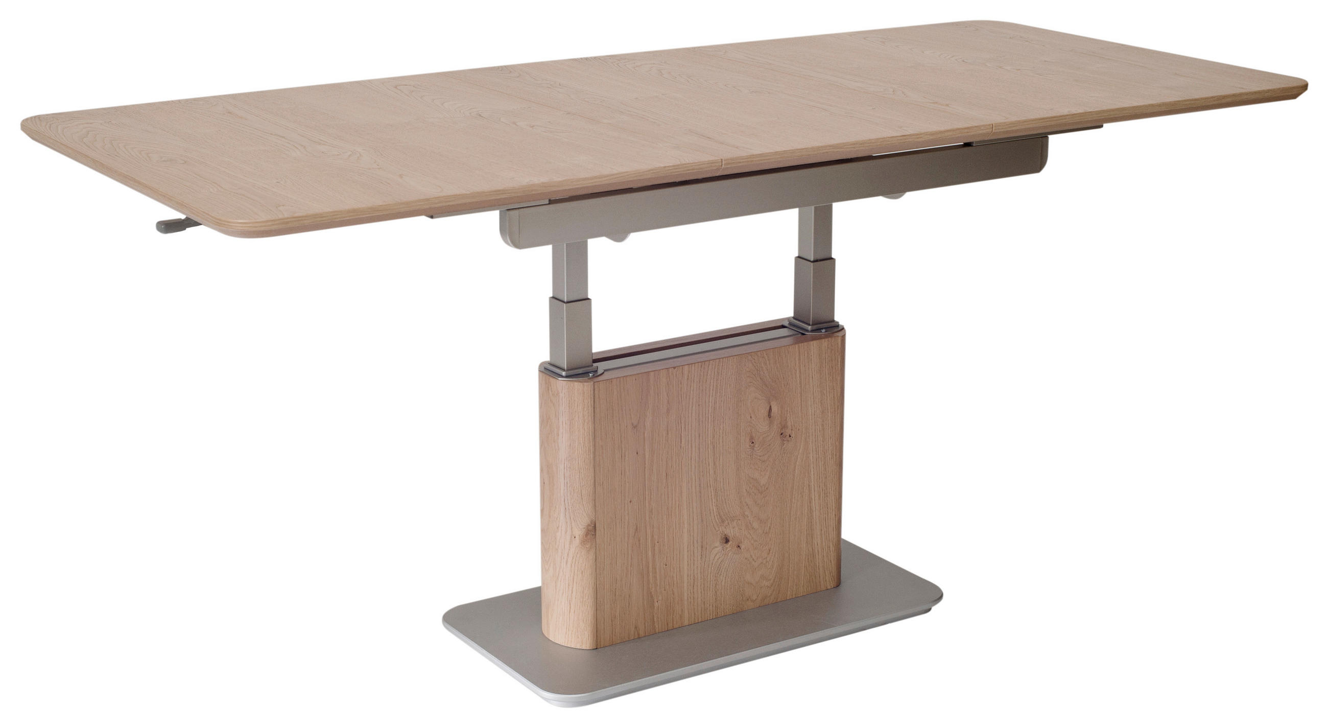 COUCHTISCH Wildeiche furniert, teilmassiv 120-160/70/54-73 cm rechteckig Silberfarben, Wildeiche  - Wildeiche/Silberfarben, MODERN, Holz/Holzwerkstoff (120-160/70/54-73cm)