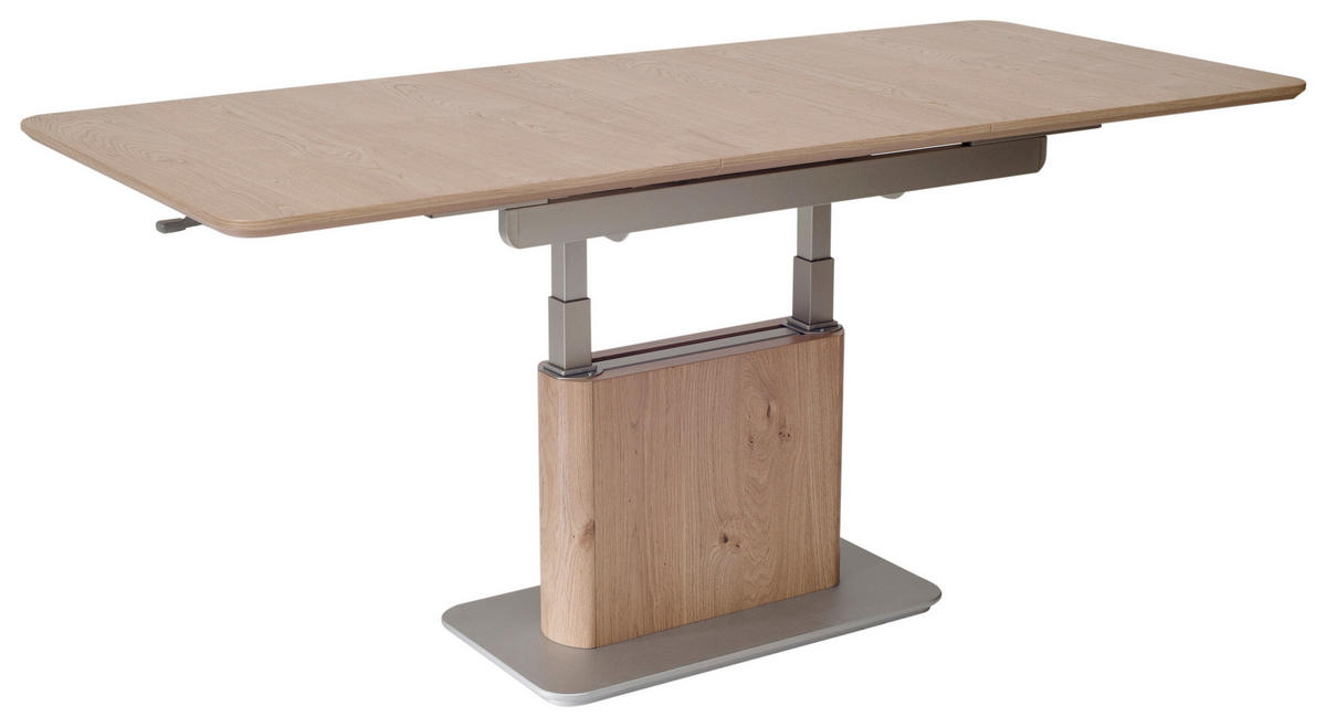 COUCHTISCH Wildeiche furniert, teilmassiv 120-160/70/54-73 cm rechteckig Silberfarben, Wildeiche  - Wildeiche/Silberfarben, MODERN, Holz/Holzwerkstoff (120-160/70/54-73cm)