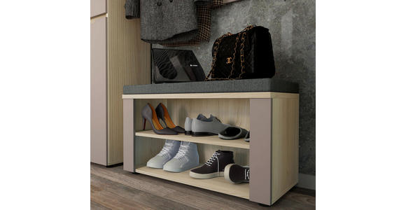 GARDEROBE 5-teilig  in 245/192/38 cm  - Taupe/Eichefarben, Design, Glas/Holzwerkstoff (245/192/38cm) - Voleo