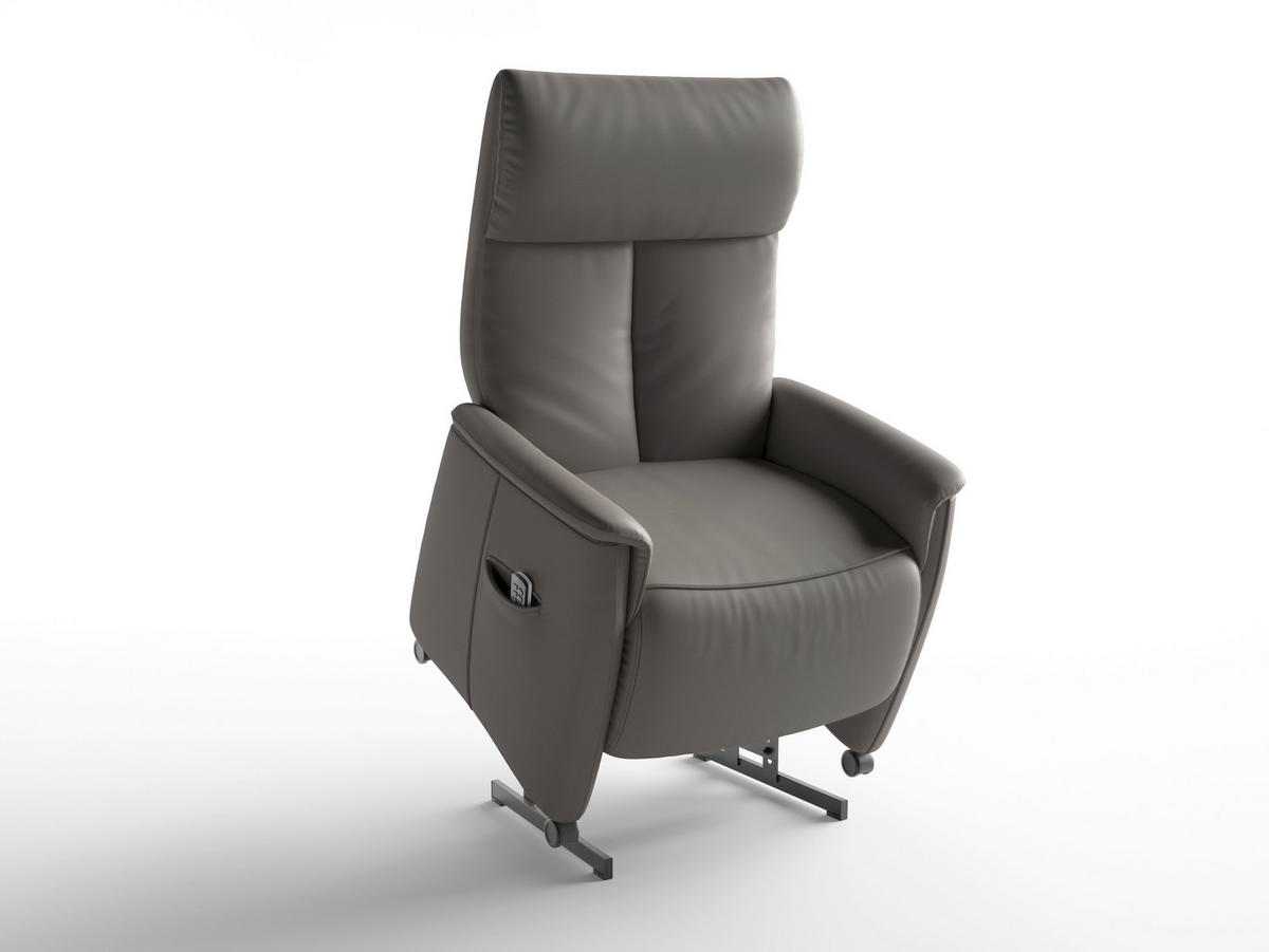 RELAXSESSEL TV CREMONA COMFORT E XL Echtleder Kopfteilverstellung, Fußteilverstellung, Rücken echt    - Schwarz/Mokka, Basics, Leder/Kunststoff (76/119/84cm) - Sit & More