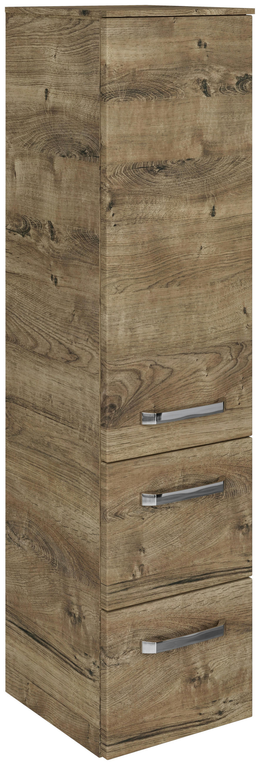 MIDISCHRANK 30/121/33 cm  - Eiche dunkel/Chromfarben, MODERN, Glas/Holzwerkstoff (30/121/33cm) - Sadena