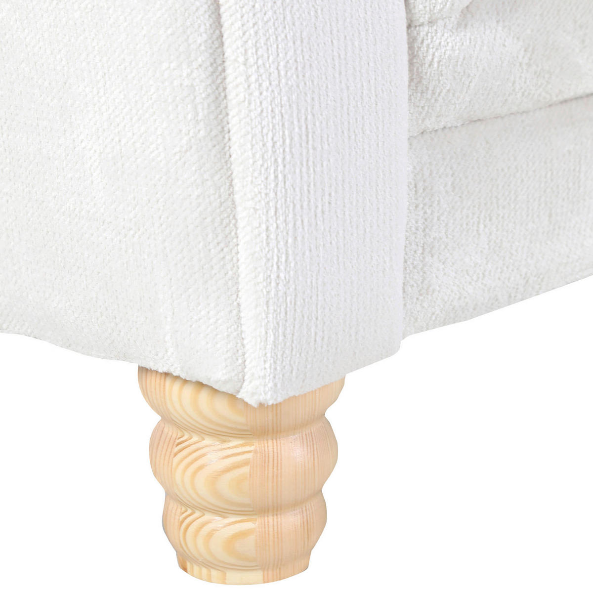 BIG SOFFA i plysch vit  - vit/furufärgad, Trend, trä/textil (273/85/110cm) - MID.YOU