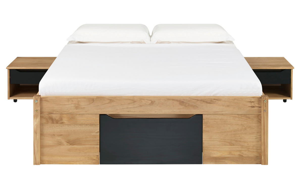 STAURAUMBETT 90/200 cm  in Naturfarben, Schwarz  - Schwarz/Naturfarben, MODERN, Holz/Holzwerkstoff (90/200cm) - MID.YOU