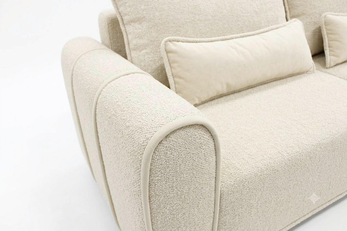 SCHLAFSOFA KIARA Bouclé Beige  inkl.  - Beige/Schwarz, Design, Kunststoff/Textil (235/100/100cm) - MID.YOU