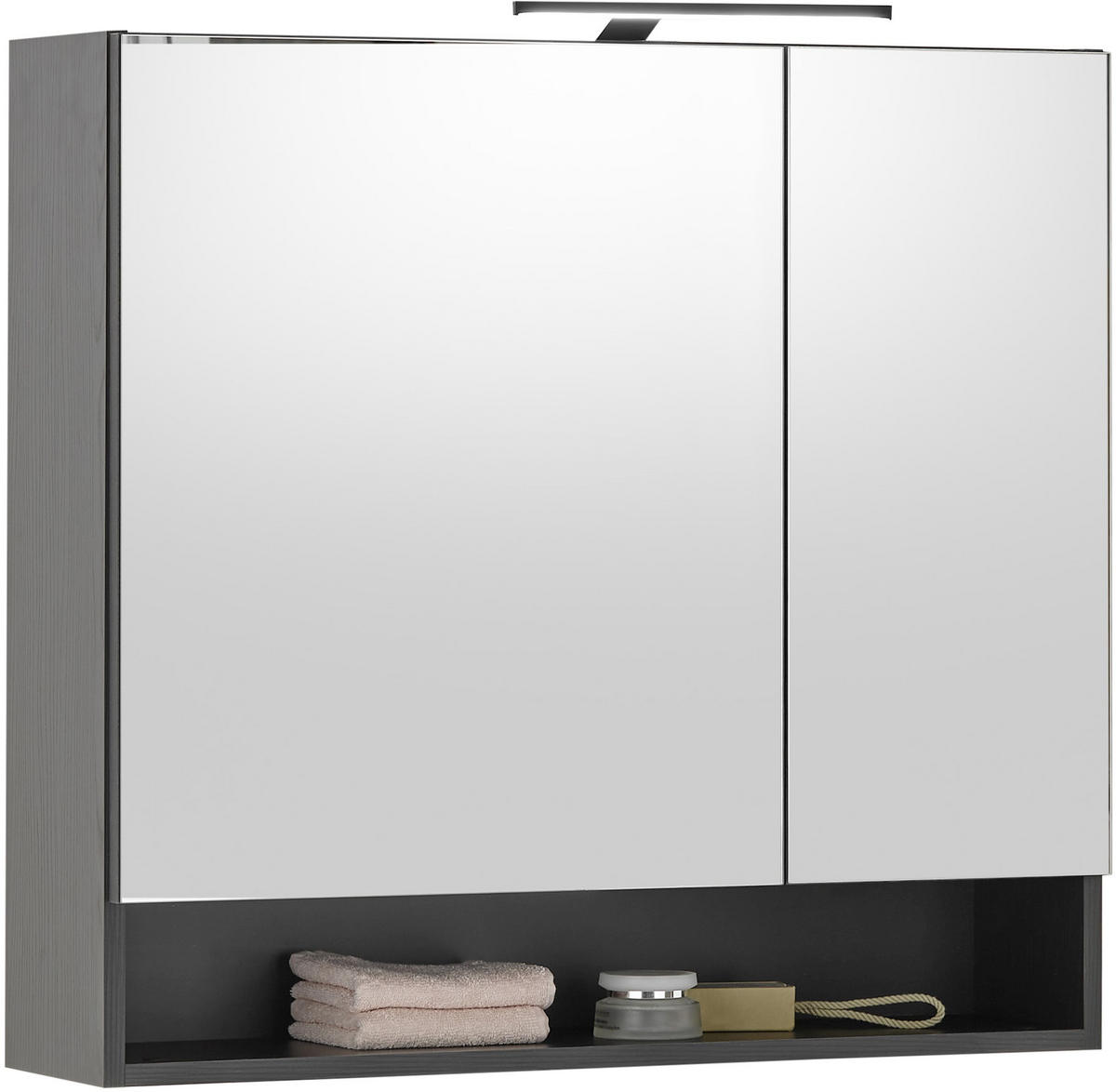 SPIEGELSCHRANK 80/75/22 cm  - Schwarz, KONVENTIONELL, Glas/Holzwerkstoff (80/75/22cm) - Xora