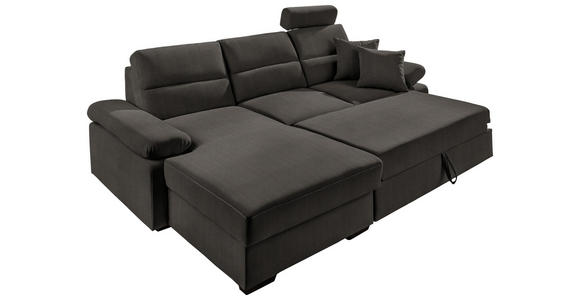 ECKSOFA in Webstoff Dunkelbraun  - Dunkelbraun, KONVENTIONELL, Kunststoff/Textil (166/258cm) - Cantus