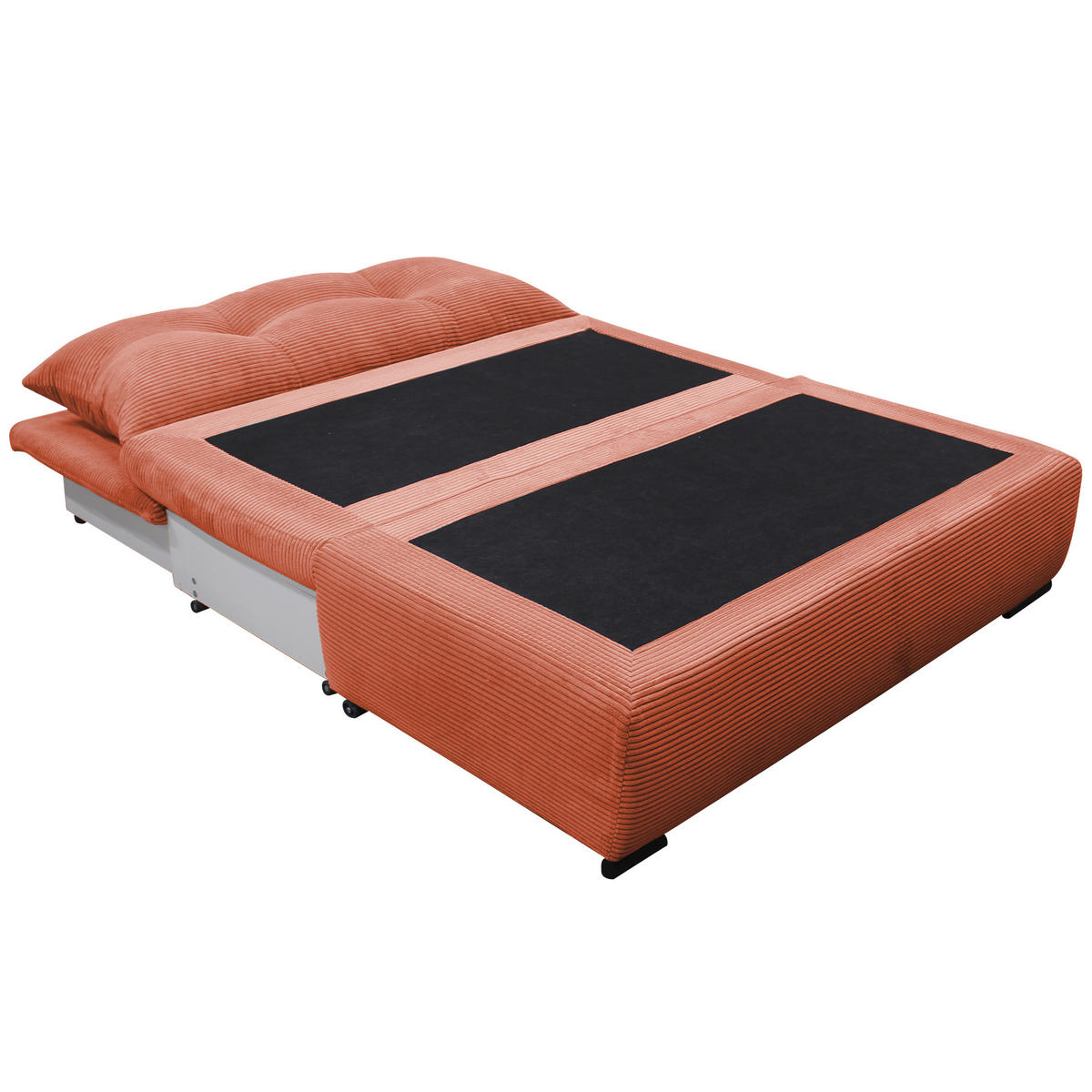 SCHLAFSOFA  mit Liegefunktion Cord Koralle  - Koralle/Schwarz, Design, Kunststoff/Textil (154/93/85cm) - MID.YOU