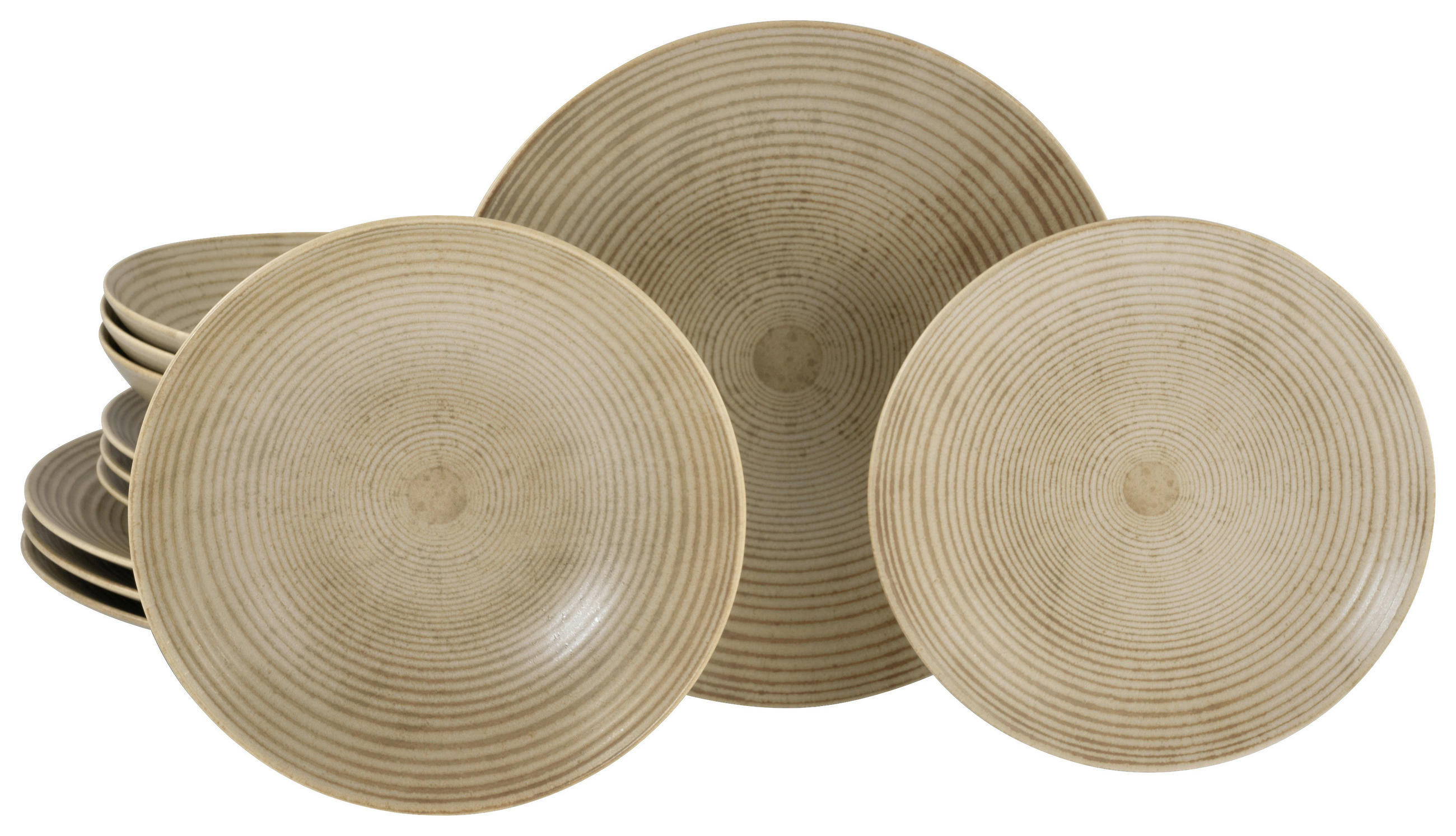 TELLERSET Catania 12-teilig  - Sandfarben, Design, Keramik - Creatable