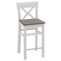 BARHOCKER Grau, Weiß Kiefer massiv  - Weiß/Grau, ROMANTIK / LANDHAUS, Holz (43,5/96/44cm) - Boxxx