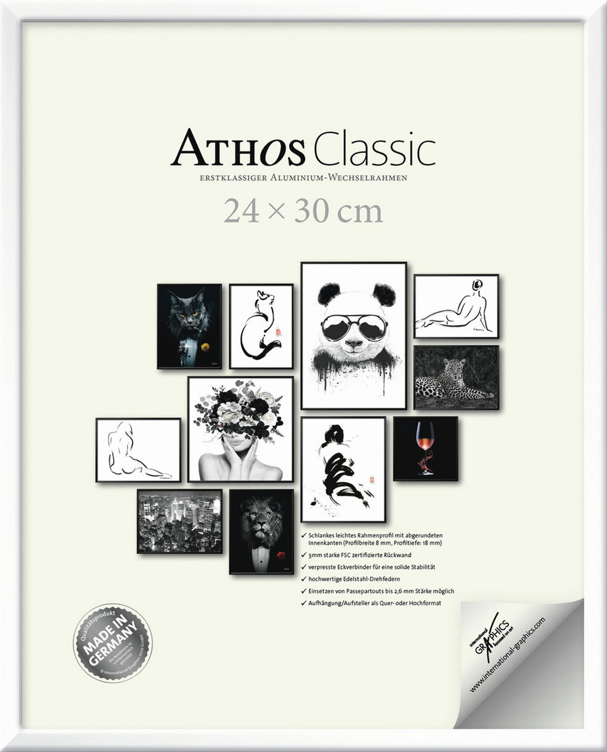 BILDERRAHMEN - Weiß Hochglanz, Basics, Papier/Holzwerkstoff (24/30/1,8cm)