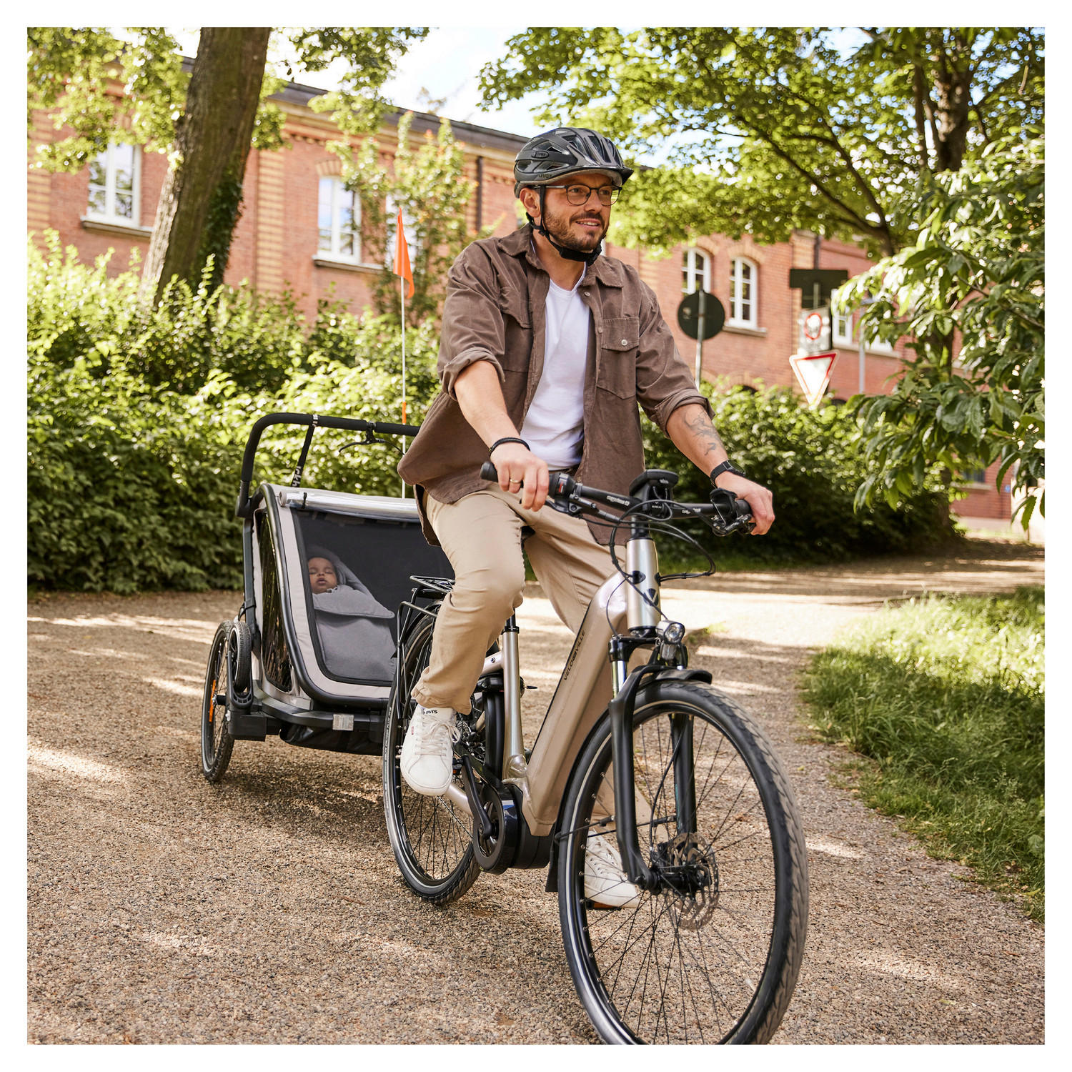 FAHRRADANHÄNGER   Bike N Walk Duo  - Hellgrau, Basics, Kunststoff/Textil (81/107/134cm) - Hauck