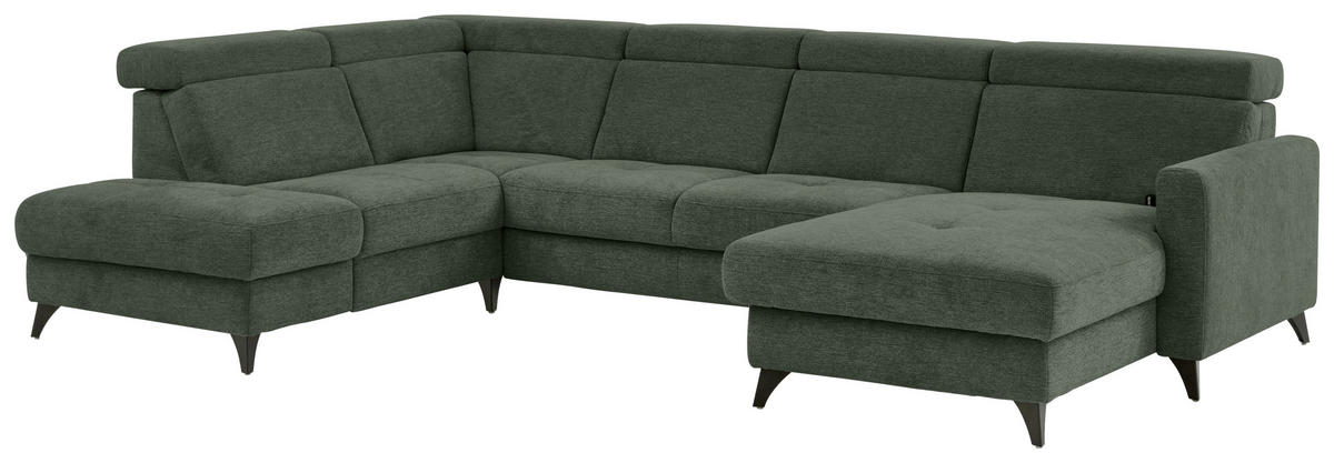 WOHNLANDSCHAFT Beldomo System Dunkelgrün Flachgewebe  - Dunkelgrün/Schwarz, KONVENTIONELL, Textil/Metall (215/333/174cm) - Beldomo System