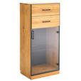 KOMMODE  in 55/122/40 cm  - Eichefarben/Anthrazit, Natur, Glas/Holz (55/122/40cm) - Linea Natura
