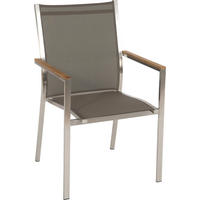 STAPELSESSEL Teakholz Edelstahl Silberfarben, Taupe, Teakfarben  - Taupe/Silberfarben, Basics, Holz/Textil (57/92/61cm) - Stern
